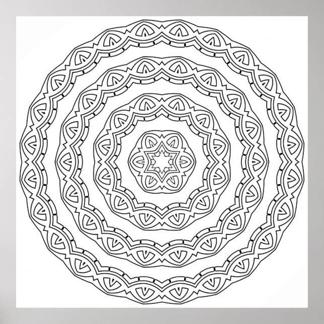 Poster Página para Colorir Mandala de Onda Concêntrica (Frente)