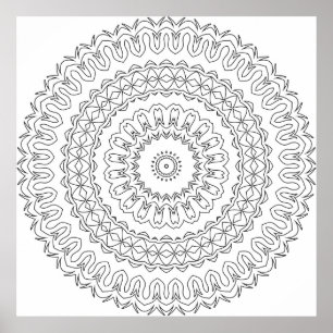 Poster Página para Colorir Mandala de Pétalas Fáceis Flor