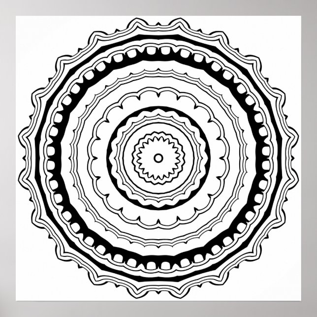 Poster Página para Colorir Mandala Escalonada com Anéis G (Frente)