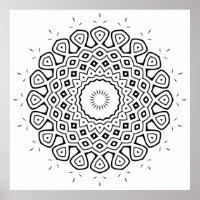 Página para Colorir Mandala Radiante com Anel em F