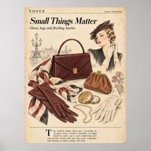 Poster Páginas de Jornal Junk de Moda Vintage, Moda Retro
