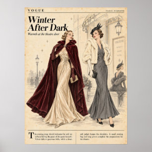 Poster Páginas de revistas de moda vintage, Moda retrô