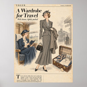 Poster Páginas de revistas de moda vintage, Moda retrô
