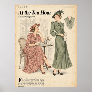 Poster Páginas de revistas de moda vintage, Moda retrô