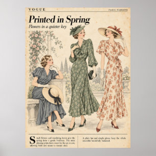 Poster Páginas de revistas de moda vintage, Moda retrô