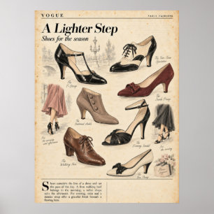 Poster Páginas de revistas de moda vintage, Moda retrô