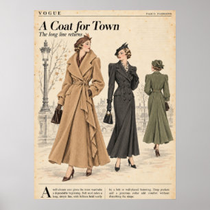Poster Páginas de revistas de moda vintage, Moda retrô