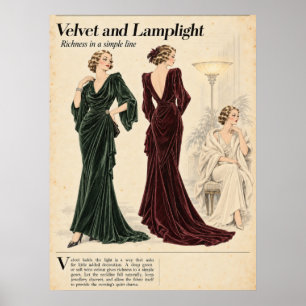 Poster Páginas de revistas de moda vintage, Moda retrô