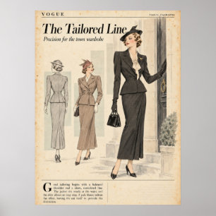 Poster Páginas de revistas de moda vintage, Moda retrô