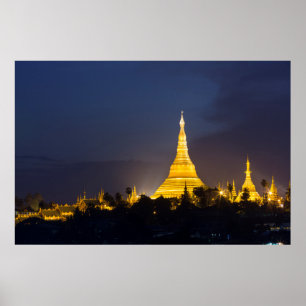 Poster Pagoda De Shwedagon À Noite