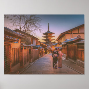 Poster Pagoda em Dusk, em Quioto, Japão