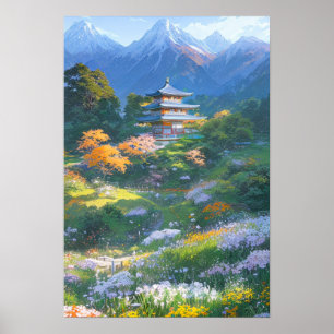 Poster Pagoda Japonesa Majestosa Wooden