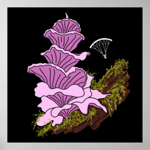 Poster Pagoda Mushroom Rosa-Rosa-Cinzento