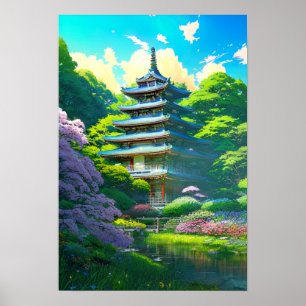 Poster Pagoda Serenity, Wooden Oasis