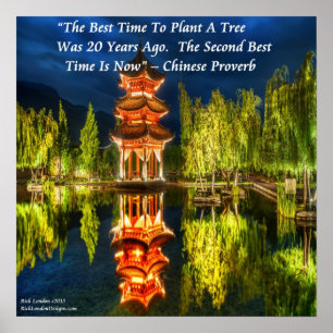 Póster Pagode Chinesa E Provérbio Da Natureza