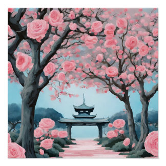 Póster Pagode de Cerejeira Japonesa