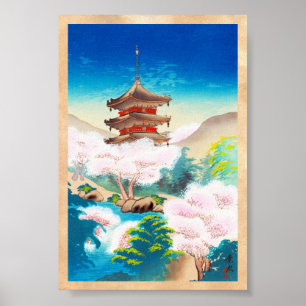 Póster Pagode de Keisui no cenário oriental japonês do