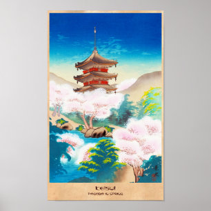 Poster Pagode de Keisui no cenário oriental japonês do