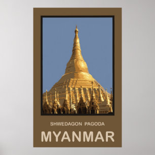 Póster Pagode Yangon Myanmar de Shwedagon