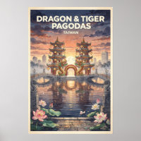 Pagodes do Dragão e do Tigre Taiwan Viagem Vintage