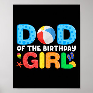 Poster Pai Aniversário Rapariga Crianças de Bola de Praia