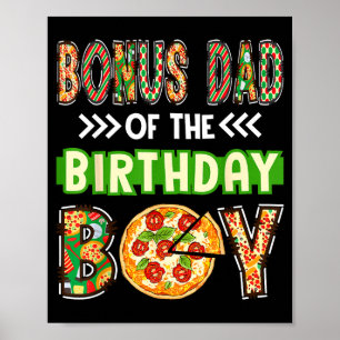 Poster Pai bônus do menino aniversariante amante de pizza