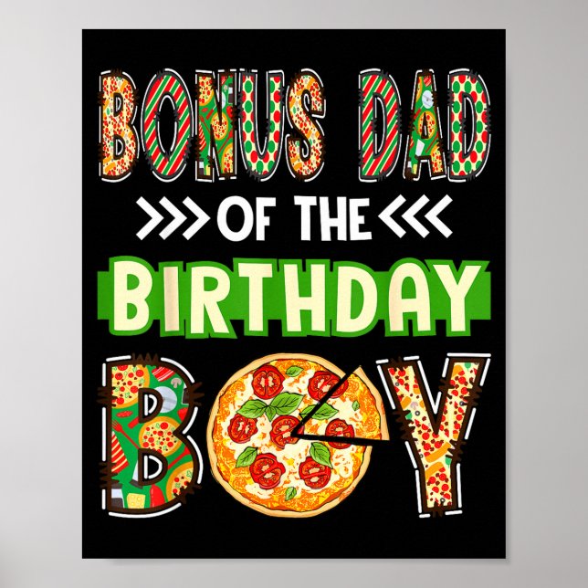 Poster Pai bônus do menino aniversariante amante de pizza (Frente)