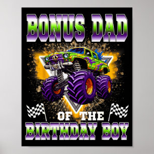 Poster Pai Bônus Do Menino Do Aniversário Caminhão Monstr