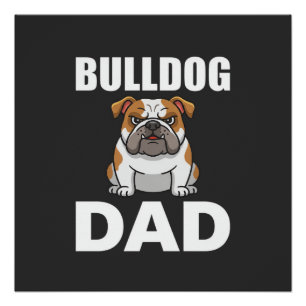 Póster Pai Bulldog Desenho Amante de Cachorro