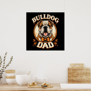 Poster Pai bulldog – Dia dos Pais vintage fofo do bulldog