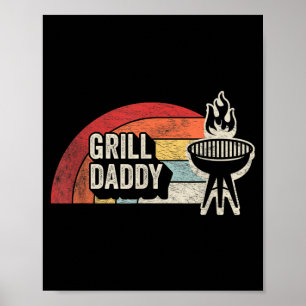 Poster Pai Churrasqueiro Gráfico de Churrasco Pôr do Sol
