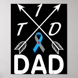 Poster Pai com DTD pai diabetes tipo 1 fita azul cinza de