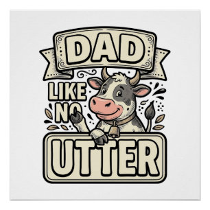 Póster Pai Como Sem Úbere Vaca Engraçada Design Vetorial