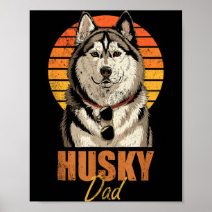 Poster Pai da Husky Retro Legal Engraçado Vintage Amantes