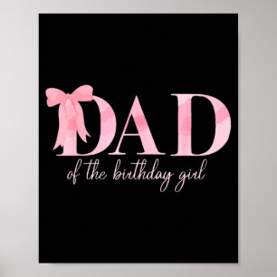 Poster Pai Da Menina Do Aniversário Família Rosa Laço Coq
