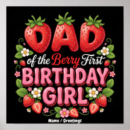 Poster Pai da Menina do Primeiro Aniversário da Berry Mor