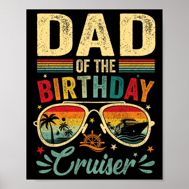 Poster Pai Da Vintagem De Cruzeiro De Aniversário (Frente)