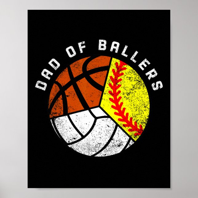 Poster Pai De Ballers Diversão De Voleibol De Softball (Frente)