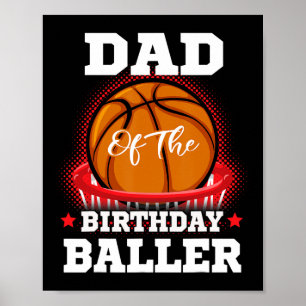 Poster Pai de basquete aniversário Boy Family Baller b-da