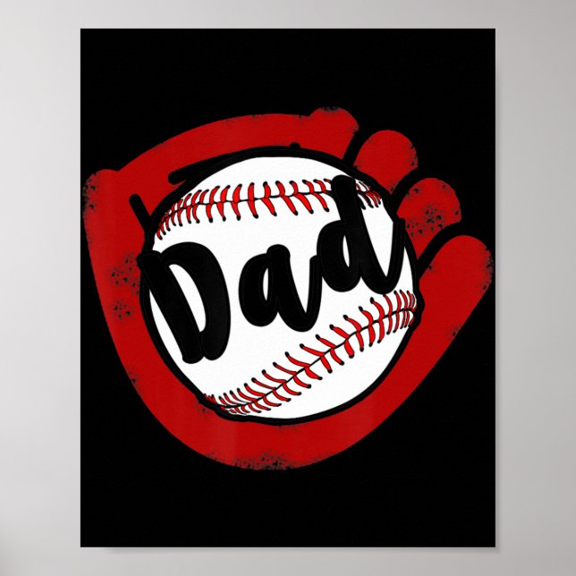 Poster Pai de beisebol para a Mãe de Softball de Baseball (Frente)