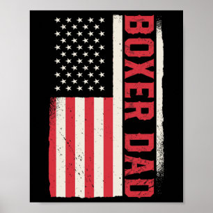 Poster Pai de Boxer Boxer Patriótico Bandeira Americana
