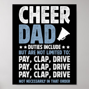 Poster Pai de Cheerleader Deveres de Pai de Cheerleading