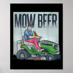 Poster Pai De Corte Mow Beer Engraçado Máquina De Grama