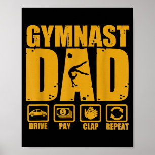 Poster Pai de ginasta engraçado dirigir pagar aplaudir re