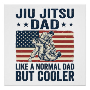 Póster Pai de Jiu Jitsu Camisa Vintage Bandeira Design_1