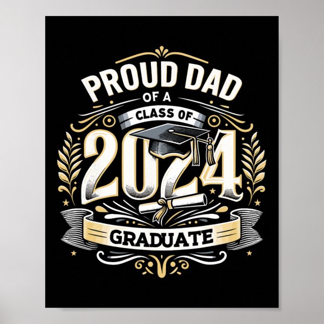 Poster Pai De Um Cl De 2024 Mais velho Funny Graduation 2 (Frente)