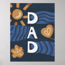 Poster Pai - Dia de os pais feliz azul