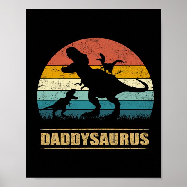 Poster Pai Dinossaur Daddysaurus 2 Duas Crianças Engraçad (Frente)