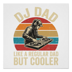 Póster Pai DJ Mas Legal Design Vetor Pôr do Sol Vintage_1