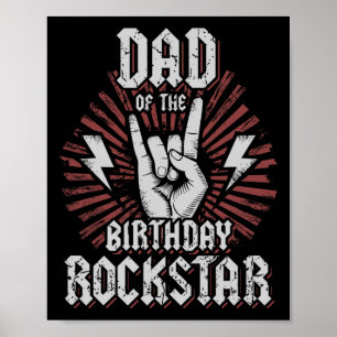 Poster Pai do aniversariante rockstar combinando roqueiro